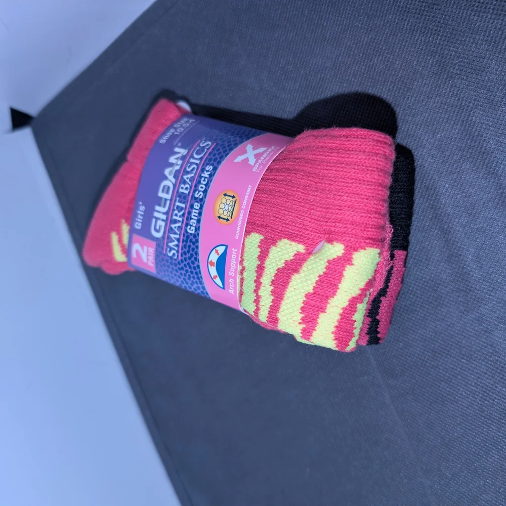 Gildan Pink and Green Game Socks